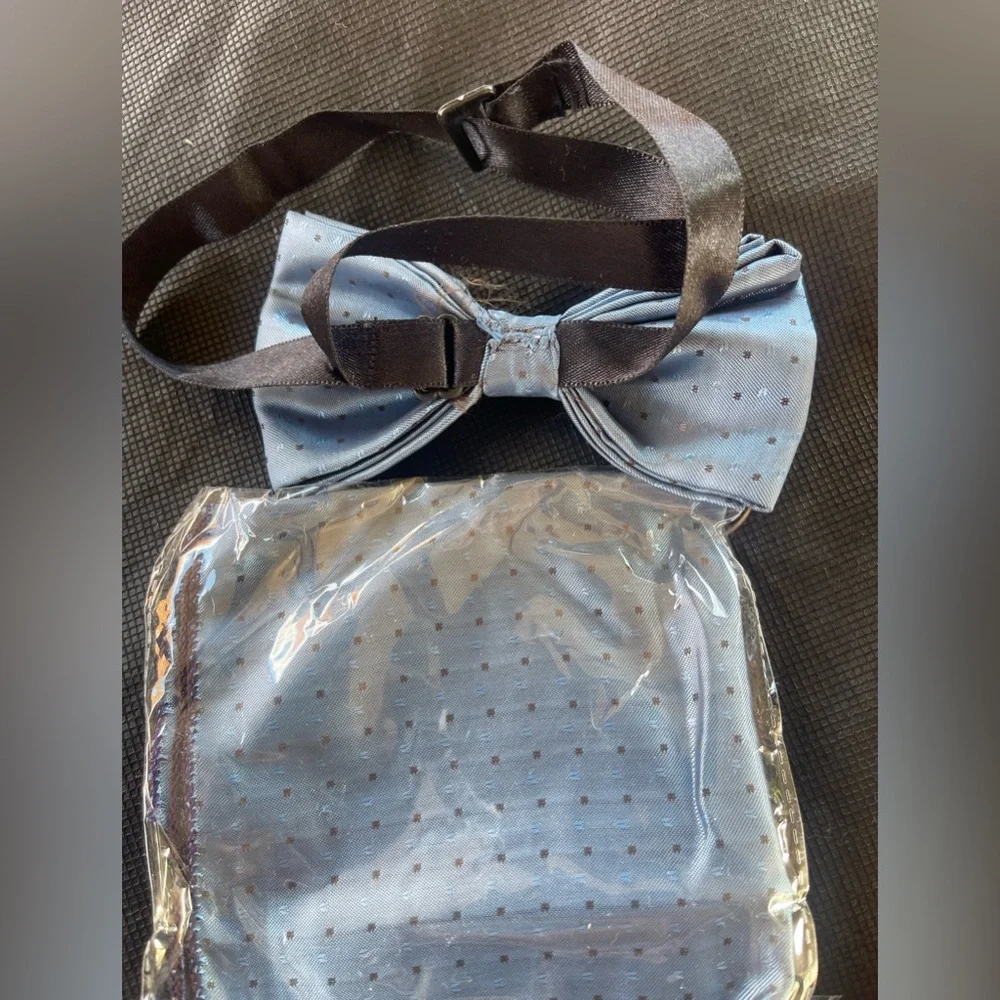 Kids Light Blue Bow Tie and Pocket Square Set